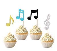 Xsstarmi 24 Pack Music Notes Cupcake Toppers Rock Star Music Symbol Cupcake Picks for Music Theme Baby Shower Kids Birthday Party Cake Decorations Supplies Colorful