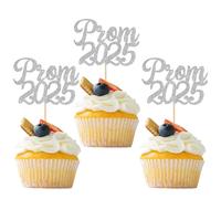Xsstarmi 24 Pack Prom 2025 Cupcake Toppers Glitter Diploma Done Graduation Cupcake Picks Class of 2025 Cake Decorations for 2025 College Graduation Prom Party Supplies Silver