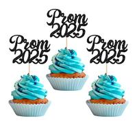 Xsstarmi 24 Pack Prom 2025 Cupcake Toppers Glitter Diploma Done Graduation Cupcake Picks for Class of 2025 College Graduation Prom Party Cake Decorations Supplies Black