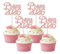 Xsstarmi 24 Pack Prom 2026 Cupcake Toppers Glitter Prom Graduation Cupcake Picks Decoration for Class of 2026 Graduation College Prom Party Cake Decorations Supplies Rose Gold