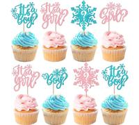 Xsstarmi 24 Pack Snowflake Boy or Girl Cupcake Toppers Winter Frozen It's a Boy or Girl Snowflake Cupcake Picks Gender Reveal Cake Decorstions for Baby Shower Birthday Party Decorations Supplies