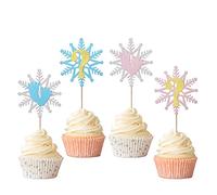 Xsstarmi 24 Pack Snowflake Cupcake Toppers Blue or Pink Glitter Baby Feet Gender Reveal Cupcake Picks Question Mark Cake Decorations for Winter Boy or Girl Baby Shower Birthday Party