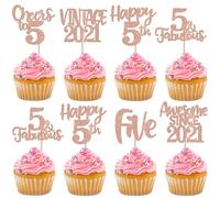 Xsstarmi 24 Pack Sweet 13th Birthday Cupcake Toppers Glitter Thirteen 13 Fabulous Vintage 2013 Cupcake Picks for Cheers to 13 Years 13th Birthday Wedding Anniversary Party Cake Decorations Rose Gold