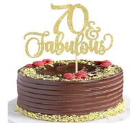 Xsstarmi 3 Pack 70 & Fabulous Cake Topper Happy 70th Birthday Cake Pick Hello 70 Fabulous Cheers to 70 Years Cake Decorations for 70th Birthday Wedding Anniversary Party Supplies Sparkling Gold