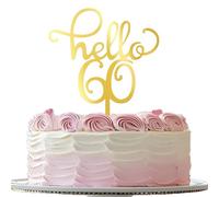 Xsstarmi 3 Pack Hello 60 Cake Topper Gold Mirrored Acrylic Cake Pick Cheers to 60 Years Cake Decorations for Happy 60th Birthday Anniversary Celebrations Party Cake Decorations Supplies