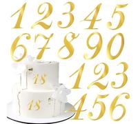 Xsstarmi 30 Pack 0-9 Numbers Cake Topper Gold Acrylic Mirrored Numbers DIY Cake Decorations for Baby Shower Wedding Birthday Anniversary Party Cake Decorations Supplies
