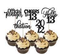 Xsstarmi 30 Pack 13th Birthday Cupcake Toppers Since 2012 Hello 13 Cupcake Picks Official Teenager Cheers to 13 Years Old Cake Decorations for 13th Birthday Anniversary Party Supplies Black