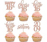 Xsstarmi 30 Pack 16th Birthday Cupcake Toppers Glitter Since 2009 Happy 16th Cupcake Topper Sixteen Cheers to 16 Years Sweet 16 Cupcake Picks for 16th Birthday Party Cake Decorations Rose Gold
