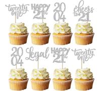Xsstarmi 30 Pack 21st Birthday Cupcake Toppers Glitter Twenty One Since 2004 Legal 21st Cupcake Picks Cheers to 21 Years Old Cake Decorations for 21st Birthday Anniversary Party Supplies Silver