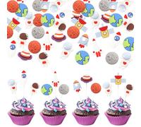 Xsstarmi 30 Pack 3D Outer Space Theme Cupcake Toppers Astronauts Trip to the Moon Theme Cupcake Picks for Baby Shower Kids Birthday Party Cake Decorations Supplies