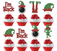 Xsstarmi 30 Pack Christmas Elf Cupcake Toppers Glitter Elf I’m Back Witch Feet Elf Legs Cupcake Picks Decorations for Elf Theme Baby Shower Kids Birthday Christmas Party Cake Decorations (UKXM590-A)