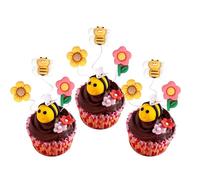 Xsstarmi 30 Pack Flower Bumble Bee Cupcake Toppers Resin Little Figurine Bee Cupcake Picks Sunflower Oh Babee Cupcake Decorations for Baby Shower Birthday Party Cake Decorations
