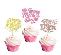 Xsstarmi 30 Pack Happy Mother's Day Cupcake Toppers Glitter Heart Best Mom Cupcake Picks for Happy Mother's Day Theme Birthday Party Cake Decorations Supplies Multi