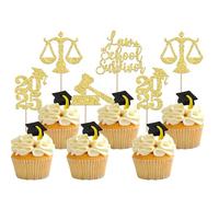 Xsstarmi 36 Pack 2025 Lawyer Graduation Cupcake Toppers Gold Glitter Class of 2025 Lawyer Grad Law School Survivor Case Closed Cupcake Picks for 2025 Law School Graduation Party Cake Decorations