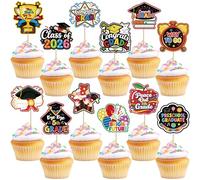 Xsstarmi 36 Pack Congrats Grad Cupcake Toppers Bye Bye 5th Grade Way to Go Cupcake Picks for Class of 2026 Bright Future Preschool Elementary High School College Graduation Party Cake Decorations