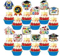 Xsstarmi 36 Pack Congrats Grad Cupcake Toppers I'm Done Class of 2026 5th Grade Grad You Did It Cupcake Picks for Way to Go Straight Outta 5th Grade Funny Graduation Party Cake Decorations