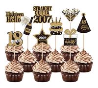 Xsstarmi 36 Pack Happy 18th Birthday Cupcake Toppers Double Sided Eighteen Hello 18 Straight Outta 2007 Cupcake Picks 18 Fabulous Cheers to 18 Years Cake Decorations for 18th Birthday Party Supplies