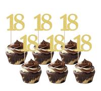 Xsstarmi 36 Pack Number 18 Cupcake Toppers Gold Glitter Cheers to 18 Years Birthday Cupcake Picks Decoration for Happy 18th Birthday Wedding Anniversary Party Cake Decorations