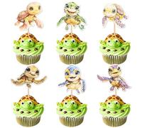 Xsstarmi 36 Pack Sea Turtle Cupcake Toppers Double Sided Sea Animals Turtles Cupcake Picks Ocean Sea Themed Cake Decorations for Baby Shower Wedding Birthday Party Supplies
