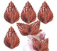 Xsstarmi 4 Pack Paper Palm Fan Cake Topper Palm Leaf Fan Cake Pick Insert Palm Spear Leaves Fan DIY Cake Decorations for Wedding Bridal Shower Birthday Anniversary Party Supplies Brown