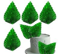 Xsstarmi 4 Pack Paper Palm Fan Cake Topper Palm Leaf Fan Cake Pick Insert Palm Spear Leaves Fan DIY Cake Decorations for Wedding Bridal Shower Birthday Anniversary Party Supplies Green
