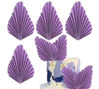 Xsstarmi 4 Pack Paper Palm Fan Cake Topper Purple Palm Spear Leaves Fan Cake Pick Decoration for DIY Craft Project Home Made Wedding Bridal Shower Birthday Anniversary Party Cake Decorations