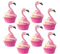 Xsstarmi 40 Pack Flamingo Cupcake Toppers Glitter Tropical Aloha Summer Cupcake Picks for Luau Hawaiian Theme Baby Shower Flamingo Birthday Party Cake Decorations Supplies