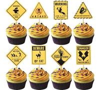 Xsstarmi 40 Pack Halloween Cupcake Toppers Horror Ghost Zombie Stay Zone Cupcake Picks for Horrible Halloween Birthday Party Cake Decorations Supplies