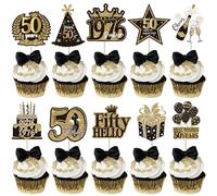 Xsstarmi 40 Pack Happy 50th Birthday Cupcake Toppers Best Whish Thirty Hello Straight Outta 1976 Cupcake Picks for Cheers to 50 Years 50th Birthday Party Cake Decorations Supplies