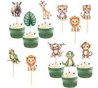 Xsstarmi 40 Pack Jungle Animals Theme Cupcake Toppers Tropical Rainforest Wildlife Cupcake Picks for Baby Shower Birthday Anniversary Party Cake Decorations Supplies
