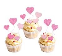 Xsstarmi 40 Pack Love Heart Cupcake Toppers Glitter Sweet Love Valentine Cupcake Picks for Valentine's Day Theme Bridal Shower Wedding Party Cake Decorations Supplies MultiColor