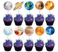 Xsstarmi 40 Pack Outer Space Cupcake Toppers Planet Cupcake Picks Solar System Galaxy Universe Planets Cake Decorations for Space Planet Theme Baby Shower Birthday Party Supplies