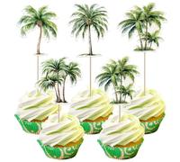 Xsstarmi 40 Pack Palm Trees Cupcake Toppers Summer Beach Coconut Trees Cupcake Picks for Summer Hawaii Wedding Birthday Party Cake Decorations Supplies