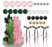 Xsstarmi 40 Pack Pink Green Balloon Balls Cake Topper Magic Witch Theme Ribbon Bow Cake Pick for Princess Girls Baby Shower Wedding Birthday Party Cake Decorations Supplies