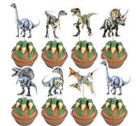 Xsstarmi 42 Pack Dinosaur Cupcake Toppers Pterosaur Tyrannosaurus Ancient Dinosaur Cupcake Picks for Dinosaur Theme Baby Shower Kids Birthday Party Cake Decorations Supplies