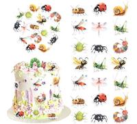 Xsstarmi 60 Pack Cartoon Insects Edible Cupcake Toppers Rice Paper Bee Dragonfly Spider Ladybug Cupcake Picks for Baby Shower Kids Birthday Party Cake Decorations Supplies