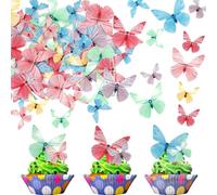 Xsstarmi 72 Pack Edible Butterfly Cupcake Toppers, Vivid Colorful Butterfly Cake Decorations, Birthday Party Butterfly Decorations for Wedding Birthday Anniversary Party Cupcake Decoration