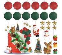 Xsstarmi Merry Christmas Cake Topper Decorations with Star Snowman Elk Cake Pick Santa Claus Xmas Tree Cake Decorations for New Year Birthday Christmas Party DIY Cake Decoration Supplies
