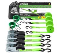 XSTRAP 4PK 1500lbs Ratchet Tie Down Straps (1500lb Ratchet Straps with 2pk Bungee Cords)
