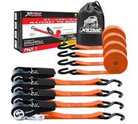 XSTRAP Ratchet Tie Down Straps - 4 Pk - 10 Ft- 300 Lbs Load Cap- 900 Lbs Break Strength-Cargo Straps for Moving Appliances, Lawn Equipment, Motorcycle, Orange