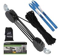 XSTRAP Rope Hoist 50 Feet Block and Tackle Pulley System for Lifting Heavy Objects, Heavy-Duty 2000 LBS Breaking Strength with 2PK Soft Loops, 5:1 Lifting Power Pulley Hoist (Upgraded Black)