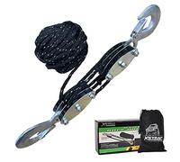 XSTRAP STANDARD Heavy-Duty 2,000 LB Breaking Strength 50 FT Reflective Rope Hoist, 1000 LB Work Load Block and Tackle Pulley System for Lifting Heavy Objects (Black with Reflective Strips)