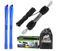 XSTRAP STANDARD Heavy-Duty 2,000LB 50 Feet Reflective Rope Hoist Pulley 1 Ton Wheel Block and Tackle System 5:1 Ratio Lifting Power with 2PK 18 Inch Soft Loops (Upgraded 50ft Reflective)