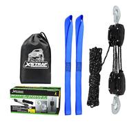 XSTRAP STANDARD Heavy-Duty 2,000LB Reflective Rope Hoist Pulley 50 Feet Wheel Block and Tackle System with 2PK 18 Inch Soft Loops for Animal Husbandry, Garage, Warehouse, Constructions, (AHLT0003)