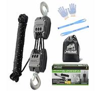 XSTRAP STANDARD Heavy-Duty 2,000LB Reflective Rope Hoist Pulley 50 Feet Wheel Block and Tackle System with 2PK 18 Inch Soft Loops for Animal Husbandry, Garage, Warehouse, Constructions, (AHLT0003)