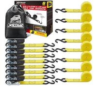 XSTRAP STANDARD Ratchet Tie Down Straps - 8PK - 1'' x 10 ft - 900 LB Break Strength Cargo Straps for Moving Appliances, Lawn Equipment, Motorcycle