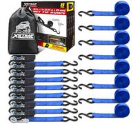 XSTRAP STANDARD Ratchet Tie Down Straps 8PK 1'' x 10 ft - 900 LB Break Strength Cargo Straps for Moving Appliances, Lawn Equipment, Motorcycle (Blue)