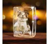 XSTZR Custom 3D Crystal Photo - Personalized Gift with Your Picture, 3D Laser Engraved Inside Crystal for Dog Memorial, Mother's Day, Couple, or Pet Owners(Corrugated Cuboid)