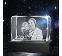 XSTZR Custom 3D Crystal Photo, Personalized Gifts with 3D Laser Etched, Engraved Inside The Crystal Using Your Photo Customized Memorial Customized Gift for Women Men (Horizontal Corrugated Cuboid)