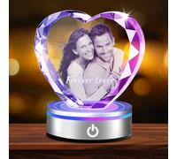 XSTZR Custom 3D Crystal Photo, Personalized Gifts with 3D Laser Etched, Engraved Inside The Crystal Using Your Photo Customized Memorial Customized Gift for Women Men (Faceted Heart)